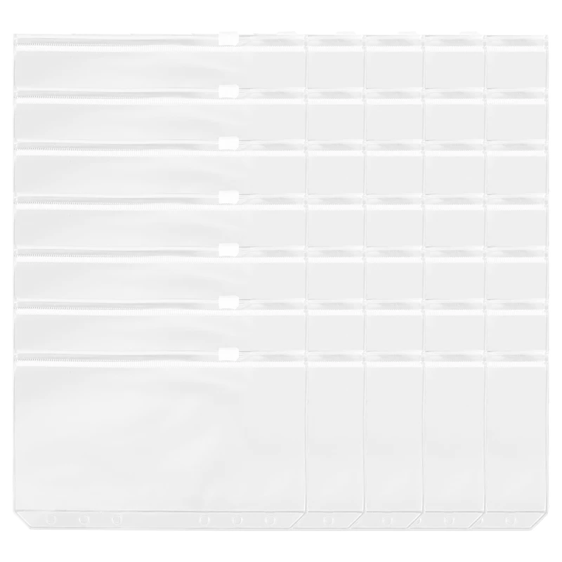 

A6 6-Holes Binder Pockets Waterproof PVC Cash Budget Envelopes Zipper Binder Pouches For A6 Notebook Binders