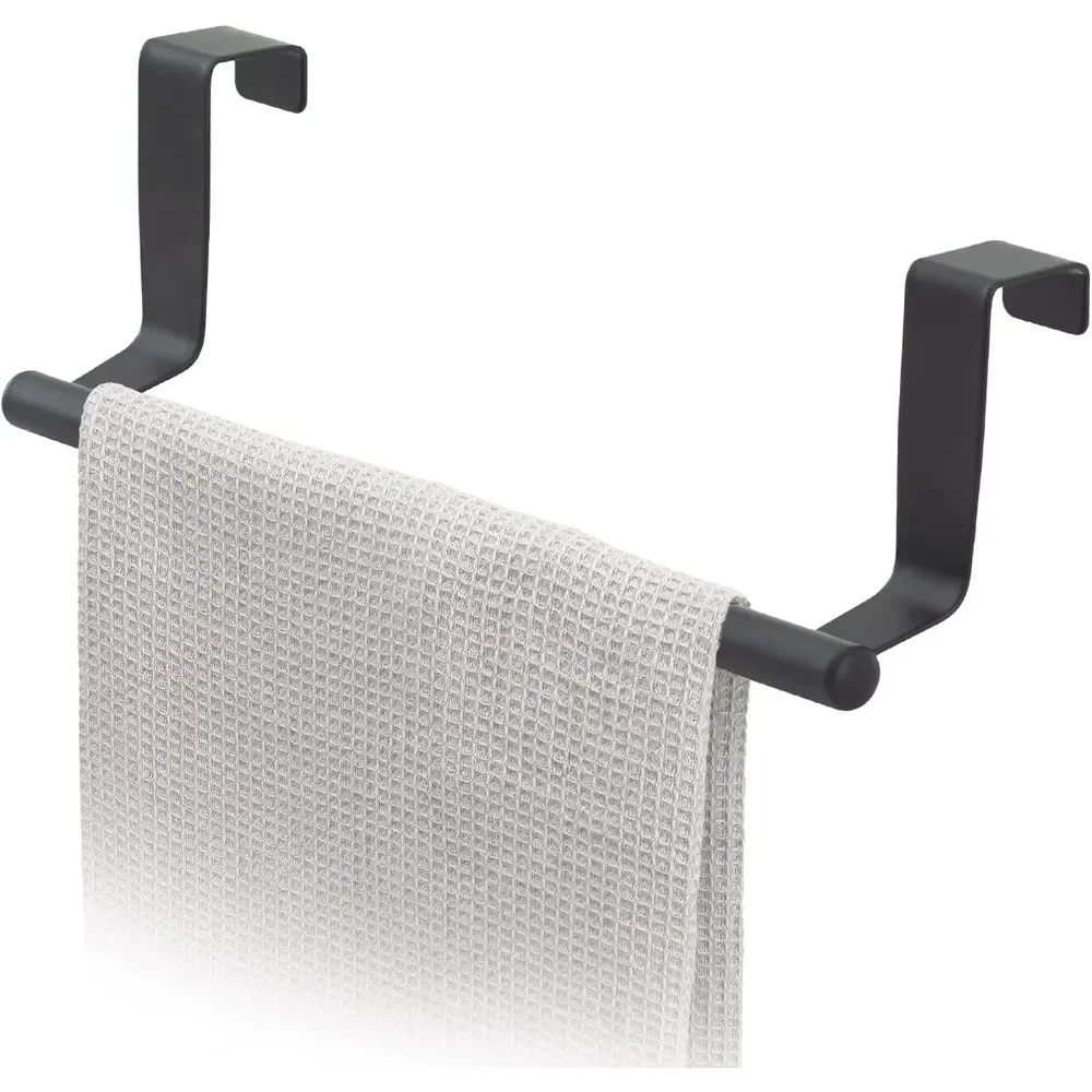 Door Towel Bar Hanging Holder Stainless Steel Bathroom Kitchen Cabinet Silvery Black Towel Rag Shelf Hanger Rack Over new