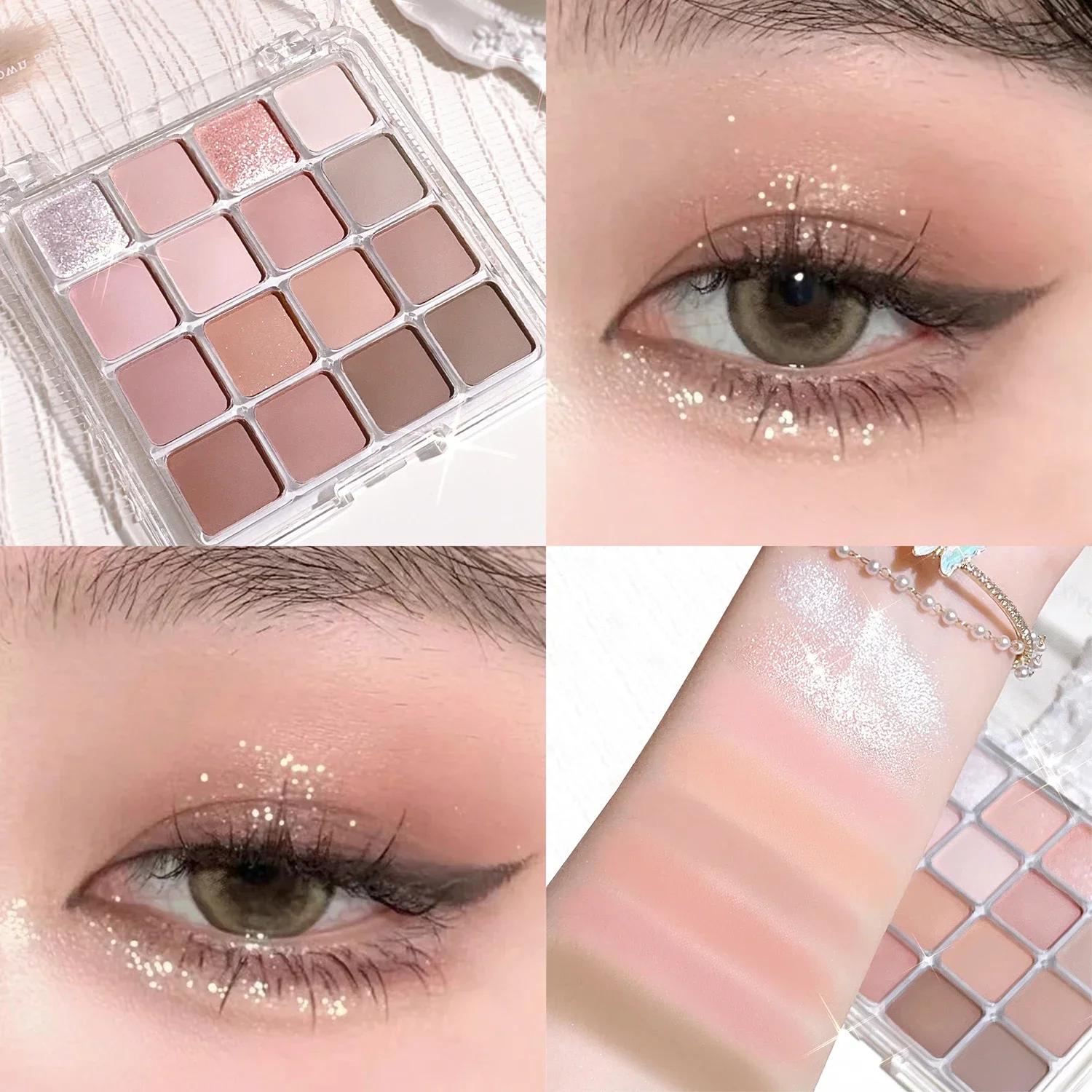 16-Color Sunset Magic Eye Shadow Plate Pearl Matte Earth Color Rainbow Color Eye Shadow Plate Korean High-Quality