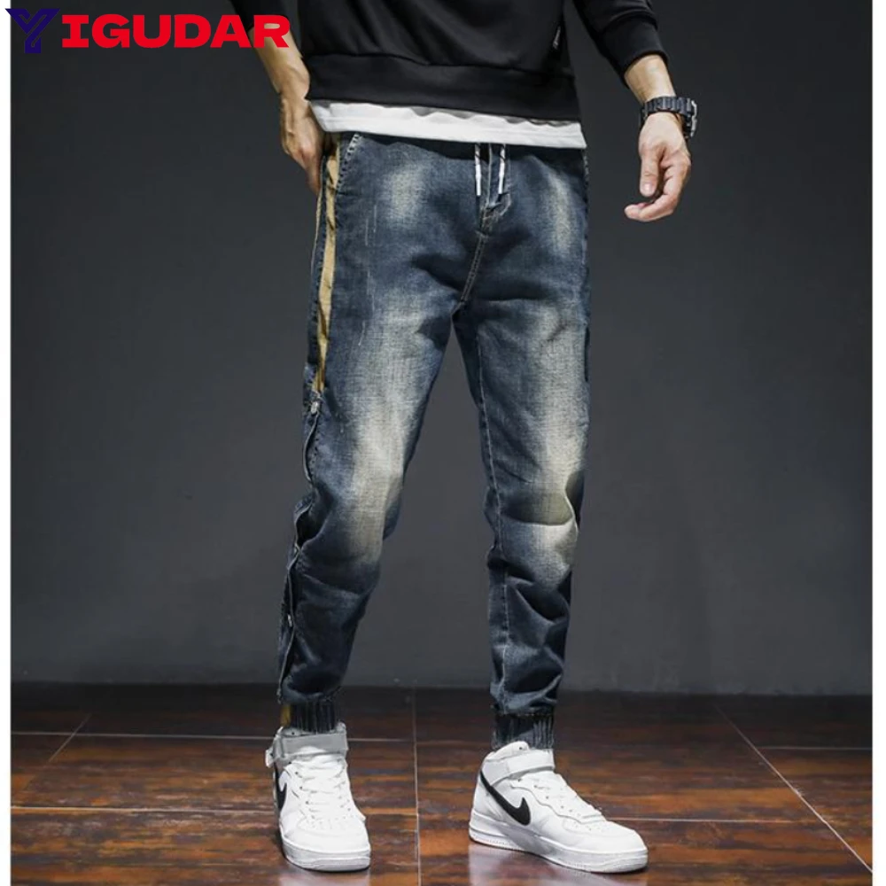 Mens Jeans 2024 Spring Denim Pants Joggers Stretch Baggy trousers Patchwork Elastic Wiast Men Jeans Homme y2k streetwear