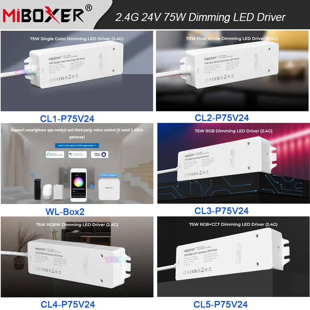 110V~220V to 24V 75W 2.4G Dimming Driver Single color/Dual White/RGB/RGBW/RGB+CCT LED Power supply 2.4G RF Panel Remote control