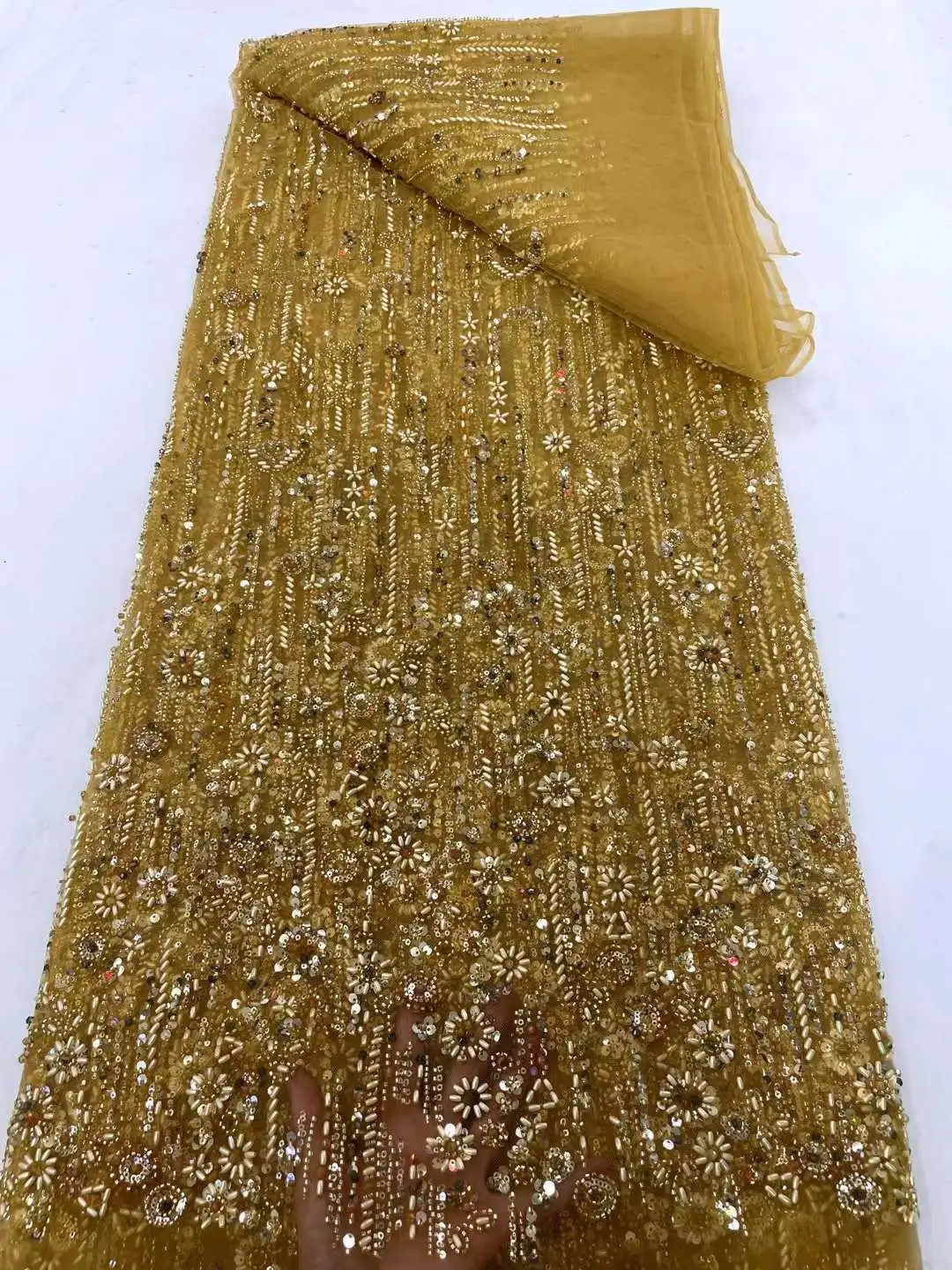 

Африканская Кружевная Ткань 5 ярдов, нигерийская кружевная ткань с вышивкой, 2024 высококачественные кружева, тюль для жениха, французское кружево для мечты