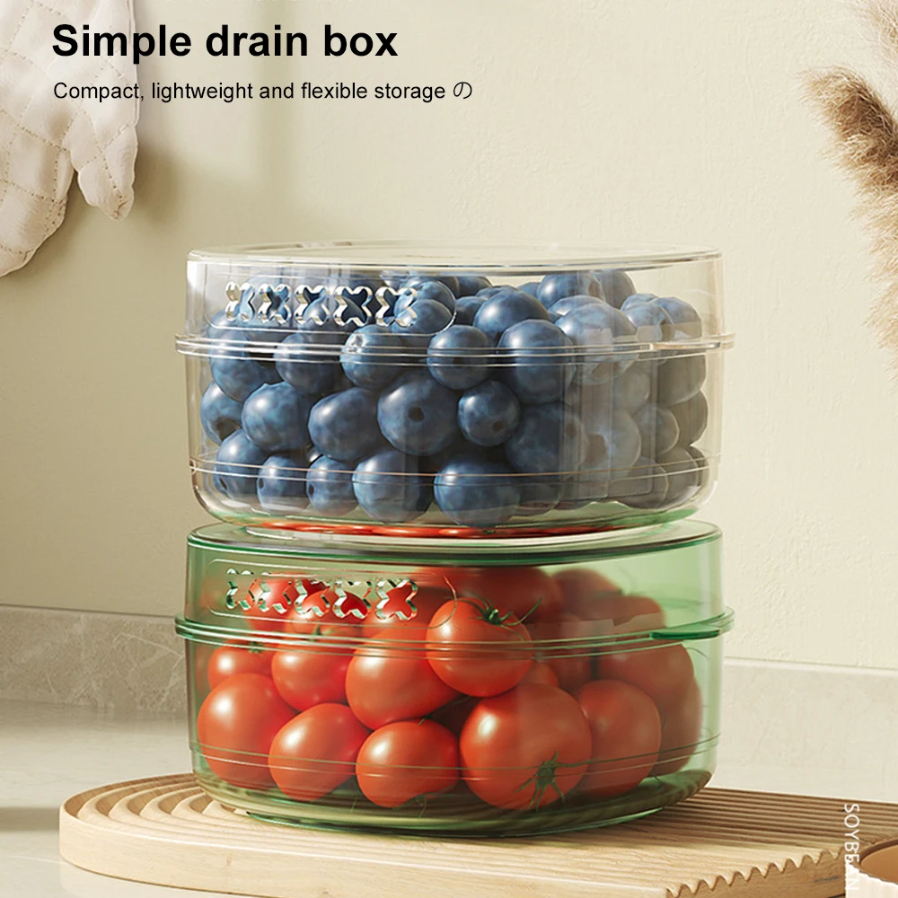 Home Kitchen Drain Basket Vegetable Basket Plastic Double-layer Drain Home Vegetable Basin Fruit Plate Japanese Light Luxury