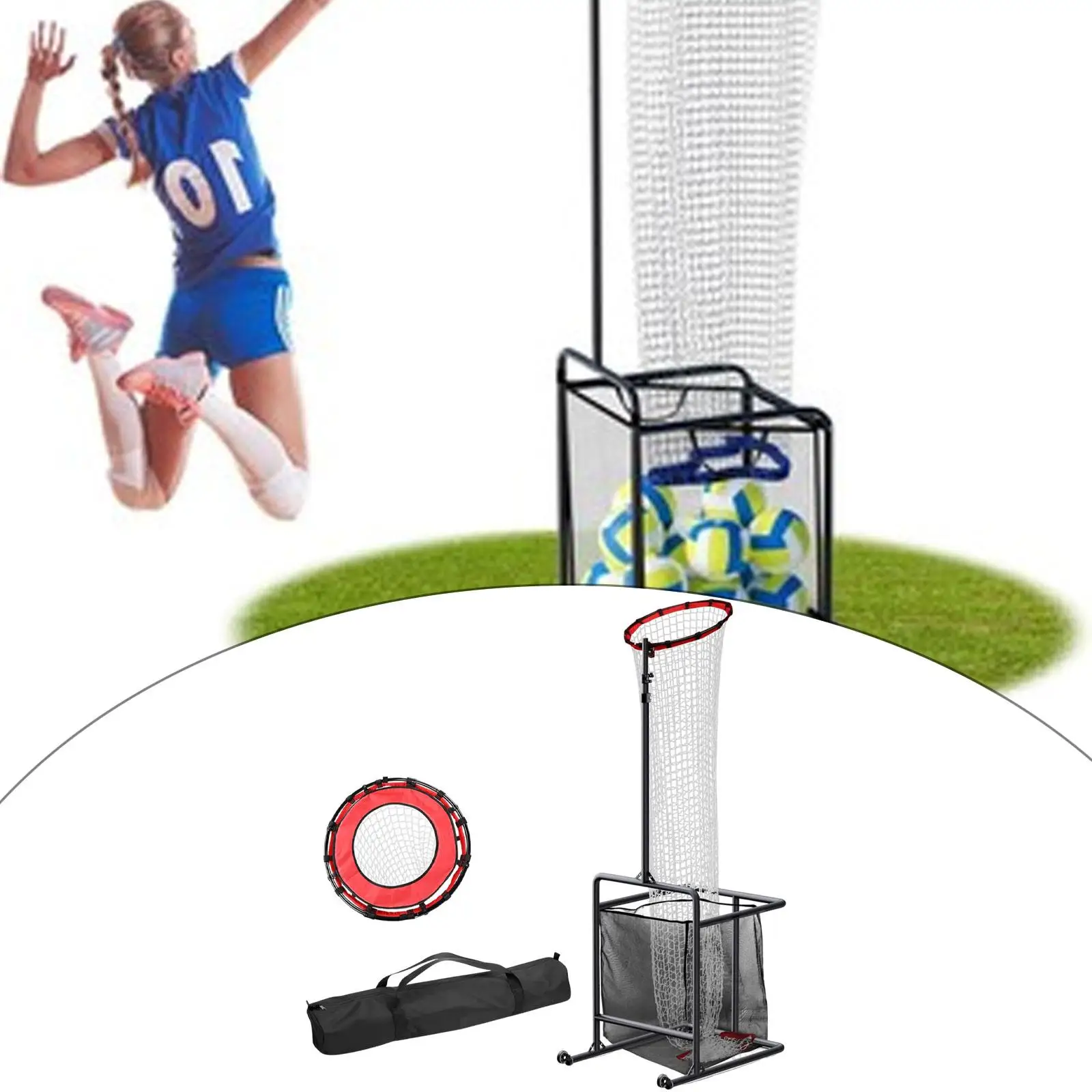 Volleyball Setter Training Net Serving Practice Improve Skills Sturdy Portable Adjustable Height and Angle Volleyball Target Net