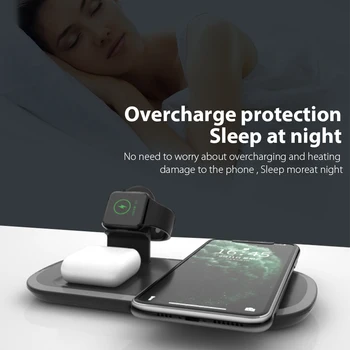 15W Qi Fast Wireless Charger Stand 3 In 1 Charging Dock Station for iPhone 13