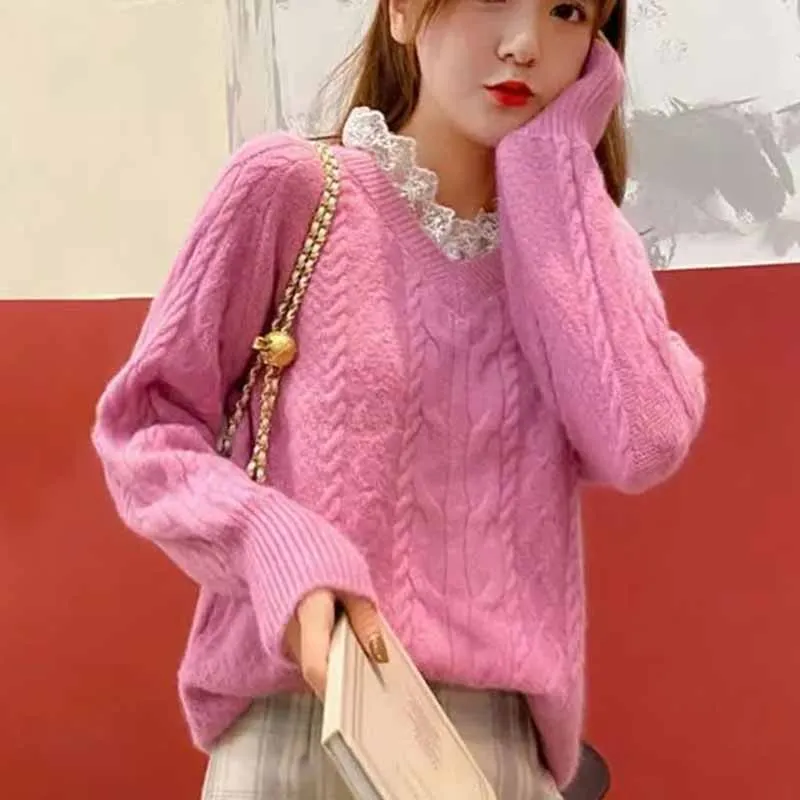 

Spring And Autumn Female Fashion Loose Fitting Knitwear Pullover Sweater Extravasation Women New Appear Thin Knitting Pullovers