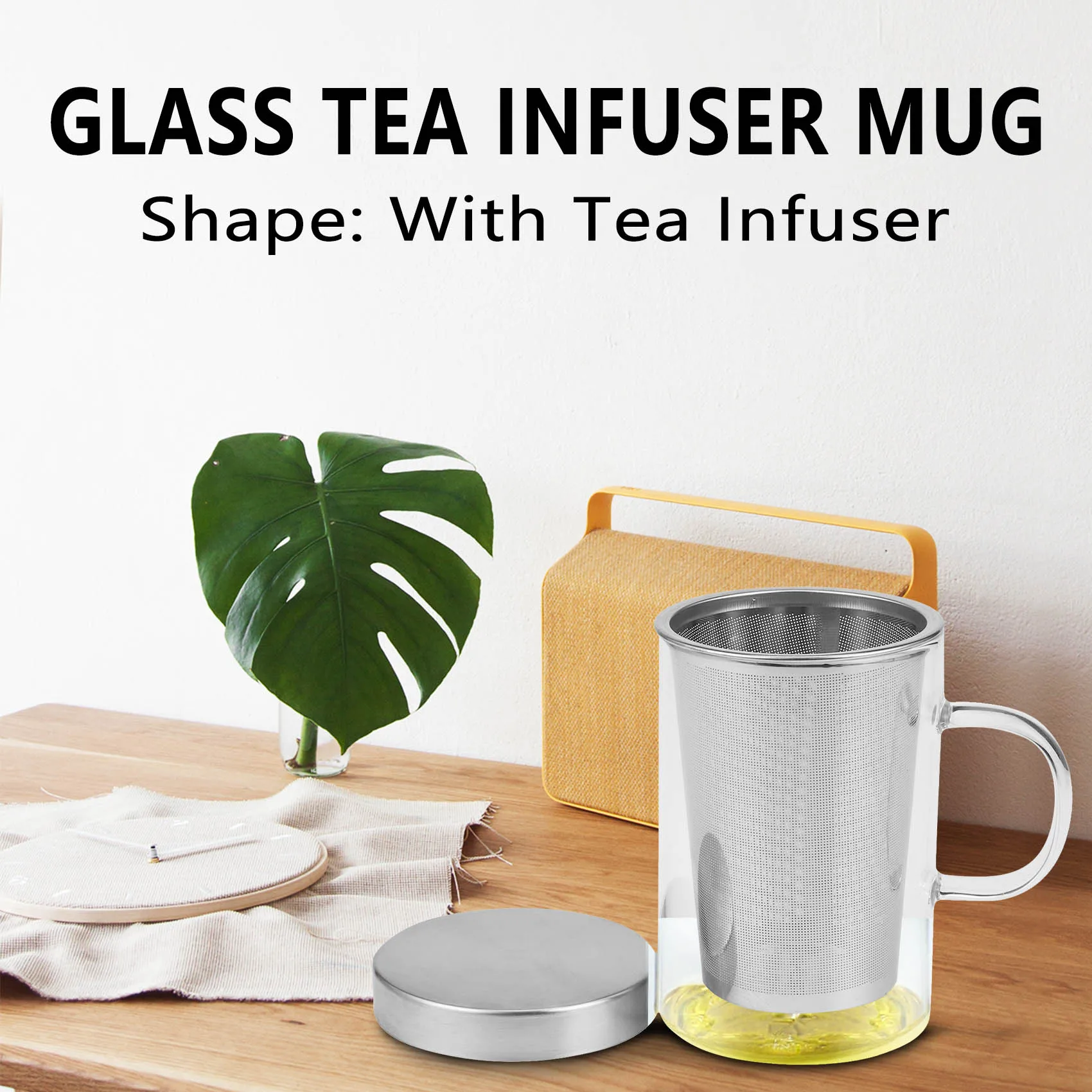500Ml Travel Heat-Resistant Glass Tea Infuser Mug with Stainless Steel Lid Coffee Cup Tumbler Kitchen Heat-Resistant Large 5