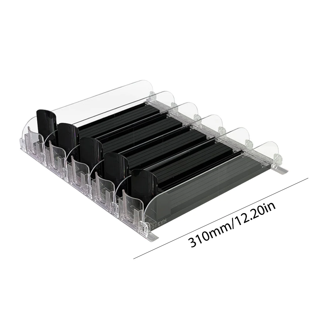 Drink Organizer Dispenser Adjustable Width Canned Beverage Push Rack E-shaped Glide Auto Beer Pusher Holder for Kitchen Fridge