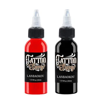 2 Pezzi 30ml Inchiostro per Tatuaggi Rosso/Nero, Pigmento per Disegno Artistico, Inchiostro Semi-permanente per Trucco, Forniture per Tatuatori