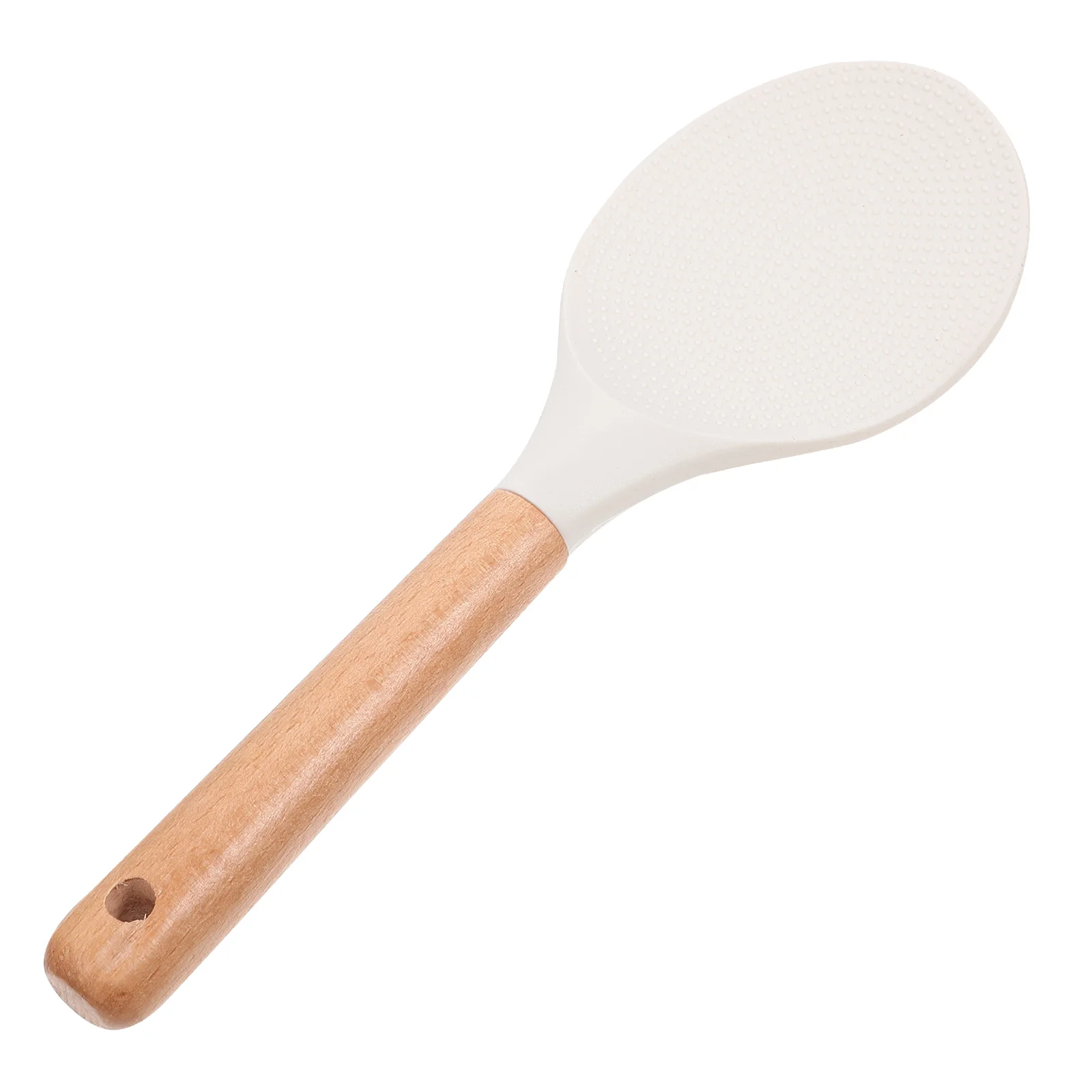 

Silicone Rice Spoon Non- Serving Spoon Wood Handle Service Scoop Kitchen Utensils for Home Restaurant Hotel