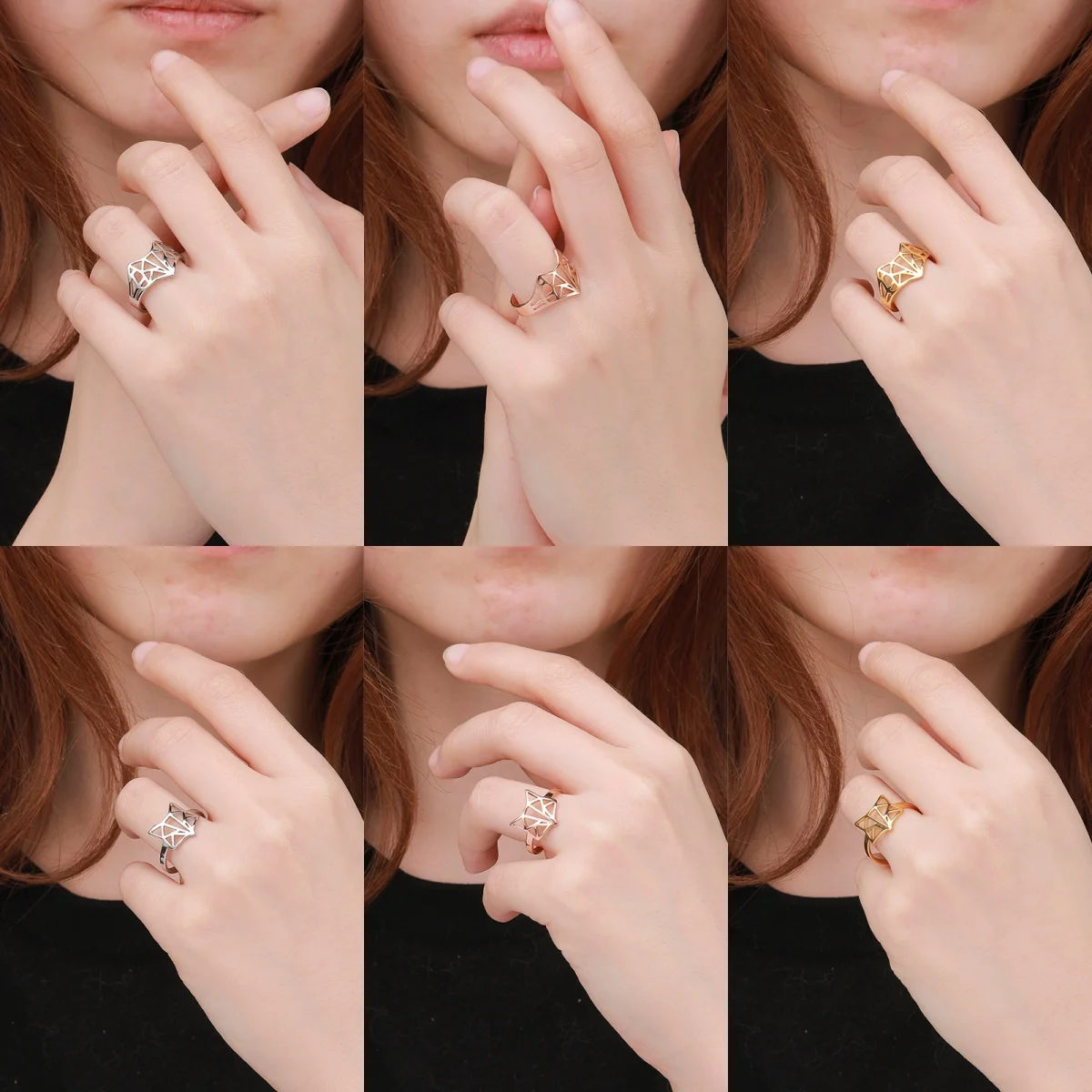Kkjoy Einfache Edelstahl Gold Farbe Einstellbare Hohl Fuchs Ringe Für Frauen Männer Tier Schmuck Zubehör Geschenke Großhandel – Detail 7