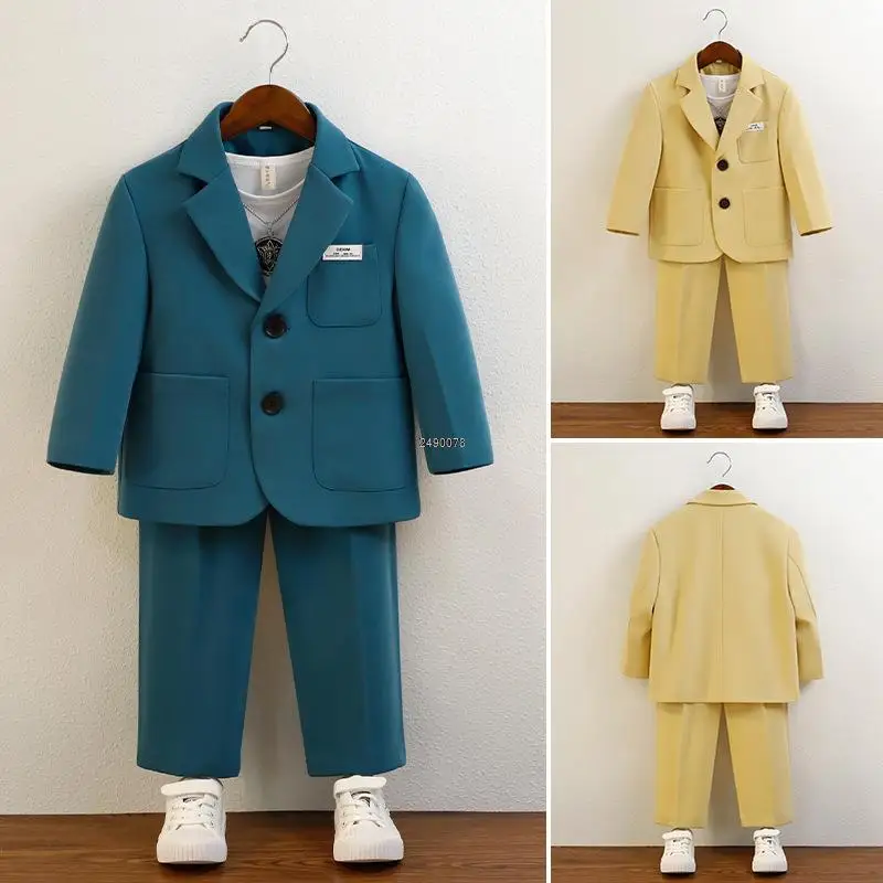 

Boys Yellow Photography Suit Newborn 1 Year Birthday Costume Children'S Day Performance Ceremony Suit Kids Formal Wedding Dress