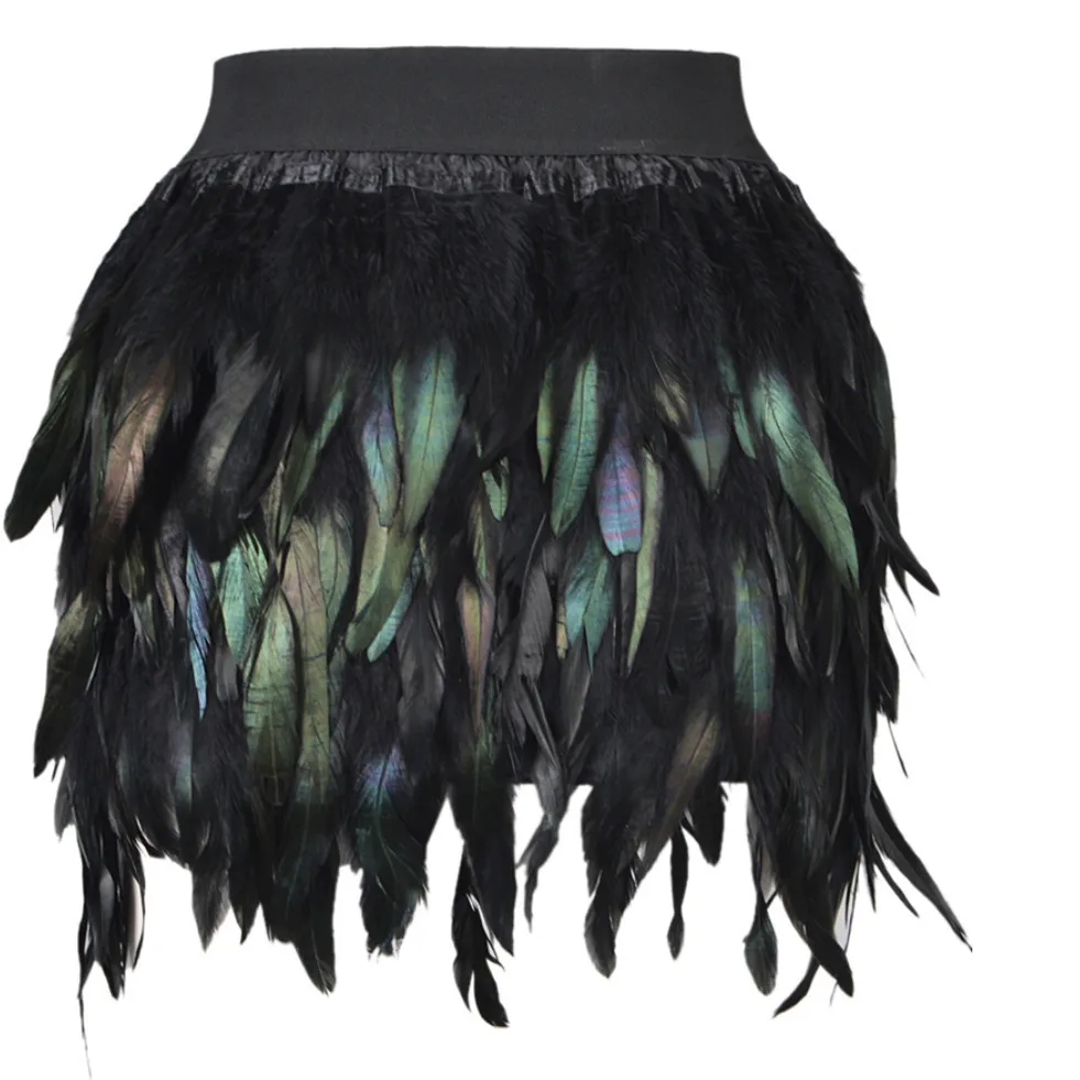 New Design Costumes Sexy Mini Skirt Female Womens Sexy Irregular High-Waist Skirts For Women Luxury Feather Skirt