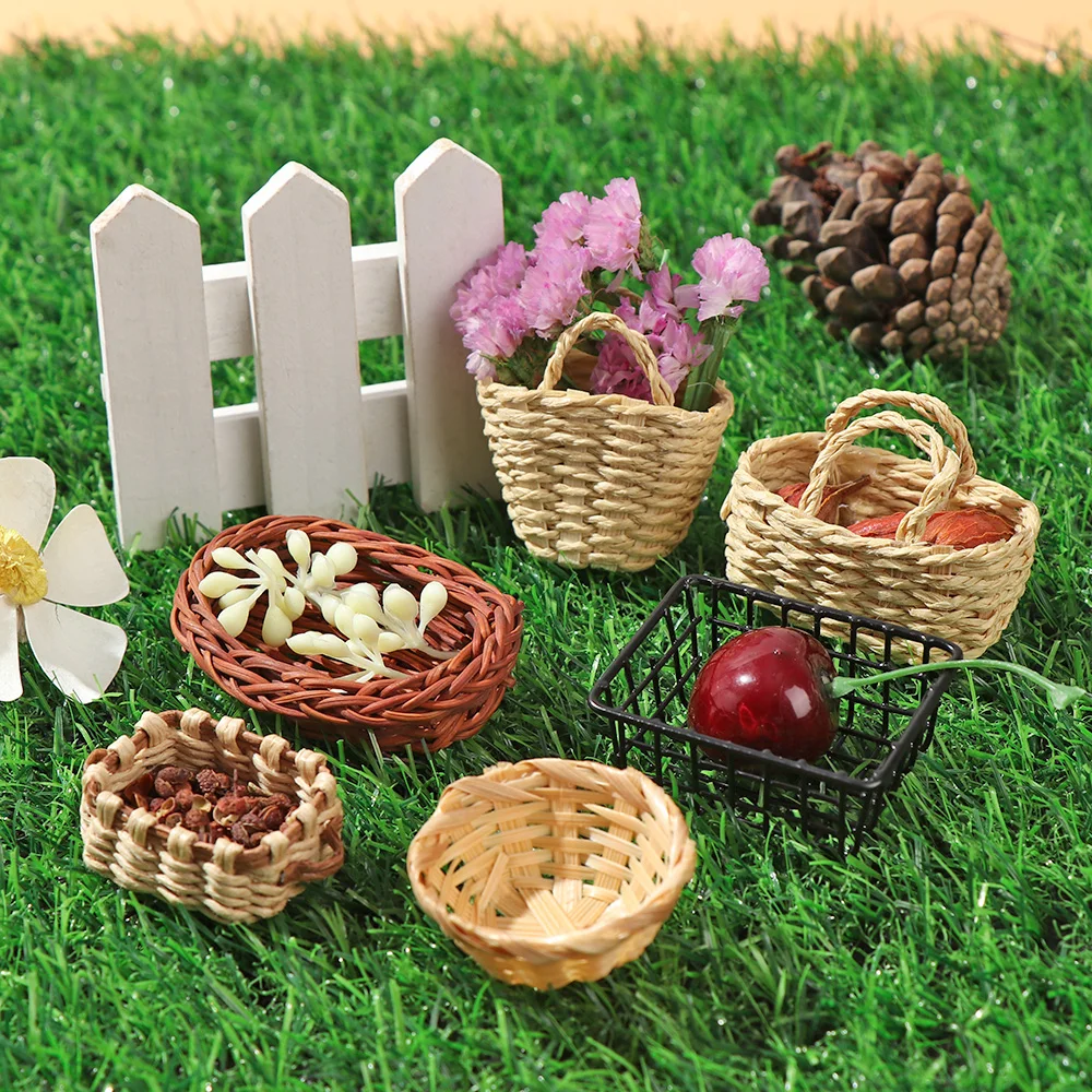 1/12 Mini Cute Dollhouse Rattan Frame Hand-woven Vegetable Food Storage  Basket Dolls Miniature Decoration - Realistic Reborn Dolls for Sale