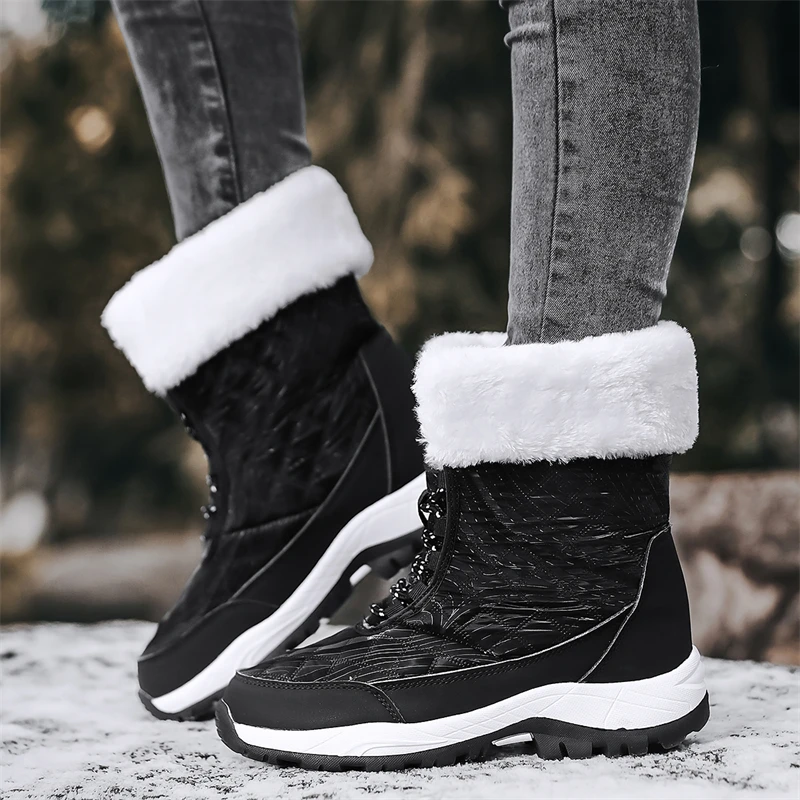 Snow Boots with High Sleeves Waterproof and Anti Slip and Plush Women's Shoes for Free Shipping Very Warm Women's Winter Boots