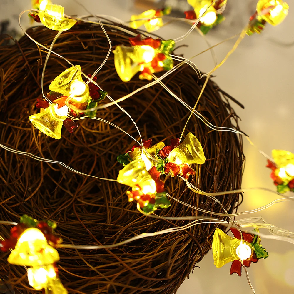 

2M Christmas String Light Candy Crutch Bell Ornaments Fairy Lights Navidad Kids Gifts Home Christmas New Year Party Decor 2023