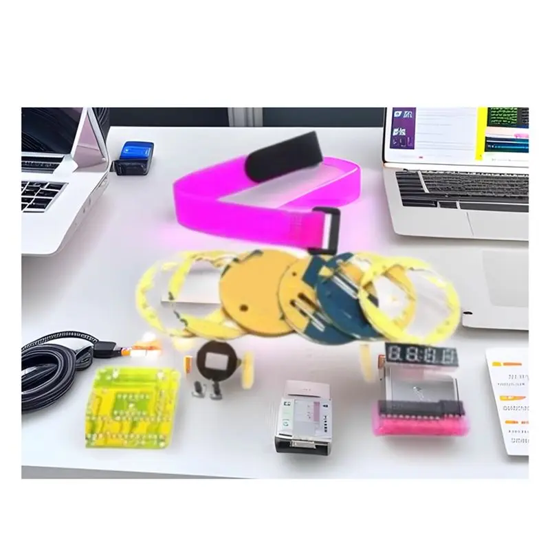 ABUH-DIY 키트 시계 전자 시계 단일 칩 LED 디지털 전자 시계 시계 모듈 커버 스트랩 색상 랜덤
