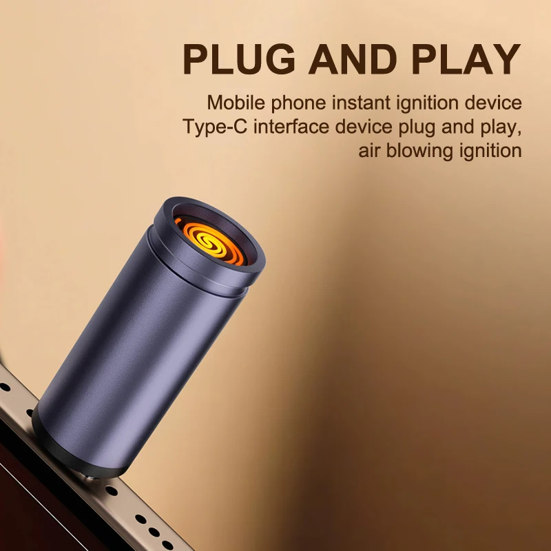 Type C Mini Lighter Blow-to-Ignite Auto Shut-Off For Air Travel Outdoor No Battery No Flame Portable Safety Adapter