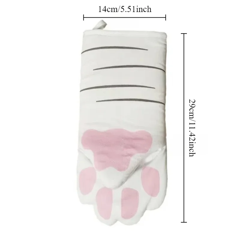1 Pair Cat paw insulated gloves Kitchen supplies Microwave oven heat-resistant baking gloves Cute Cat Claw Oven Gloves 2