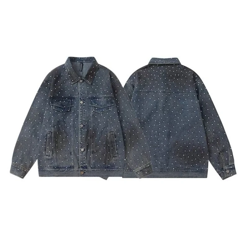 High-End Denim Jacket Men's Spring and Autumn Couple's Loose Retro Coat Fashion veste de baseball homme  korean fashion