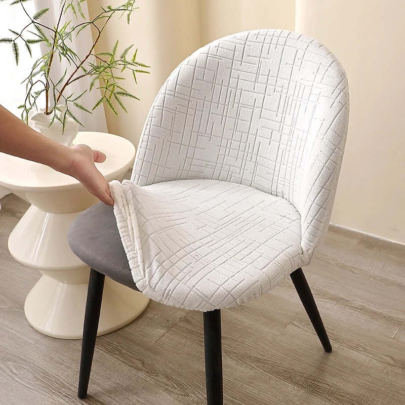 Description Picture 4 of itemJacquard Shell Chair Cover Short Back Elastic Removable Chair Covers Dining Room Seat Covers for Bar Party Housse Tabouret Home