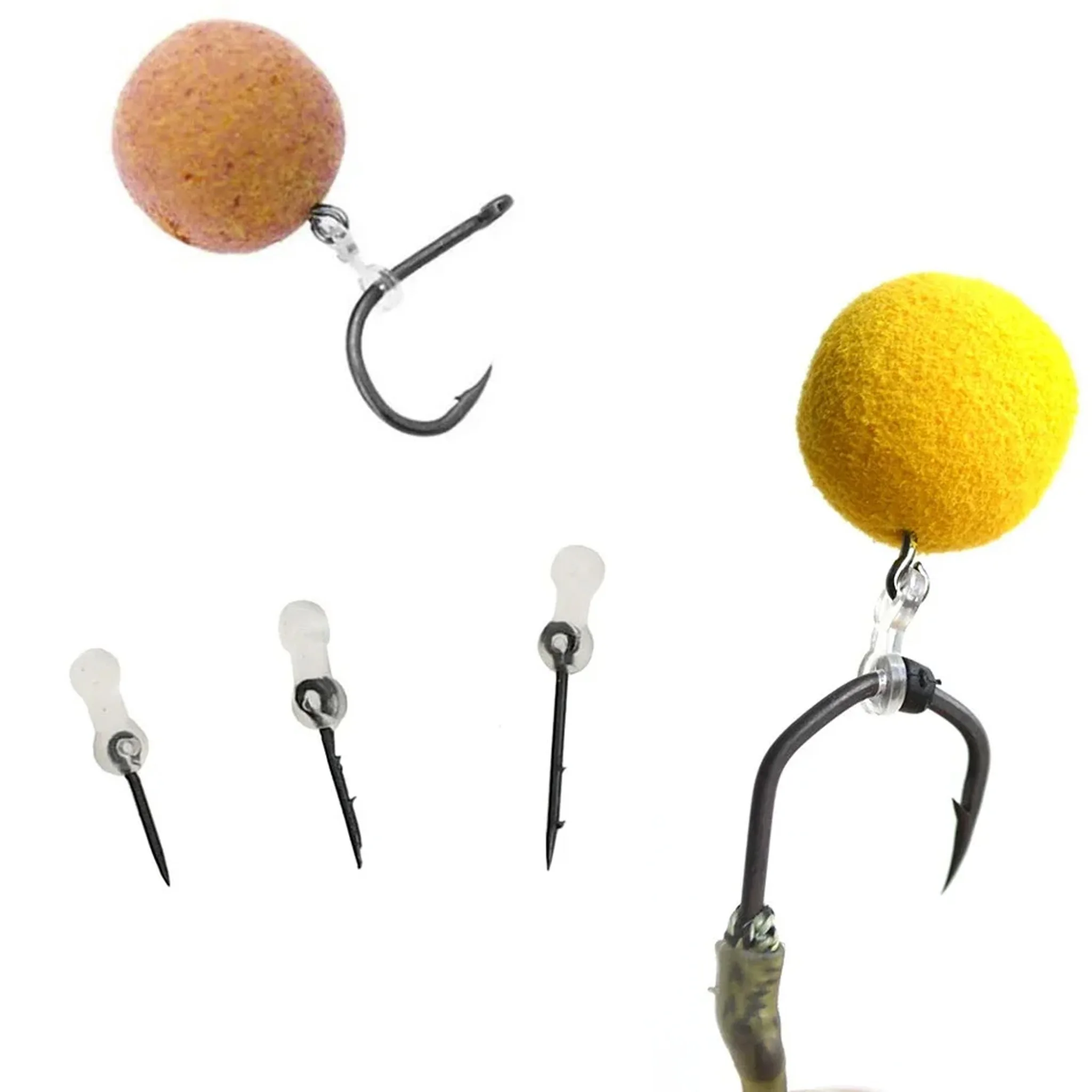 12 hameçons métal avec élastique pour montage cheveu carpe, appâts bouillettes et grains de maïs