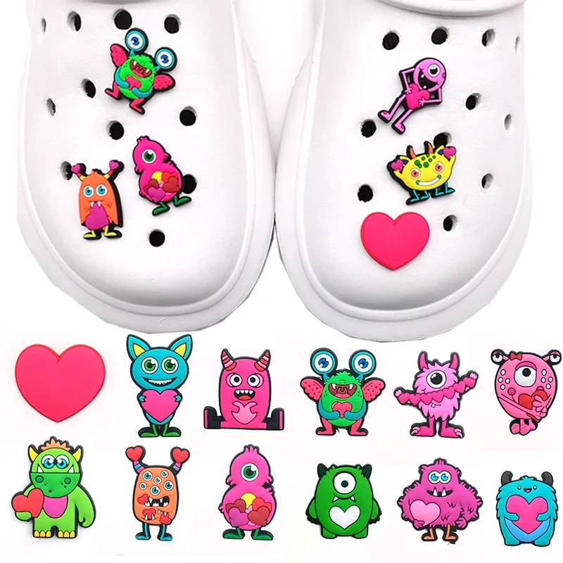 

1Pcs New Style Monster Valentine Crocs Anime Charms Shoe Buckle DIY Cartoon Charm Shoe Accessories Kids Christmas Birthday Gifts