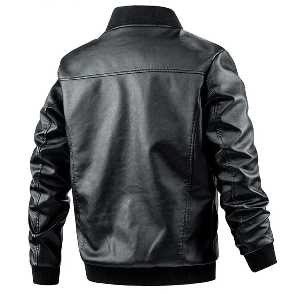 New Men's Retro British Style Leather Jacket Pilot Motorcycle PU Jacket Fashion Black Leisure Collar Pocket Zipper Jacket L-8XL