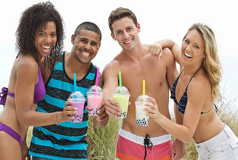 Description Picture 5 of itemDisposable Plastic Straws Milkshake Boba Bubble Tea Drinking Straw Extra Wide Individually Packed Kitchen Bar Accessories