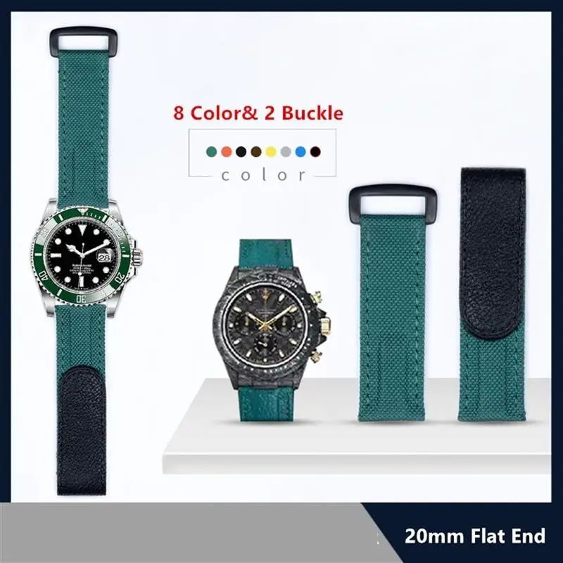 SCHIK Nylon Fabric Leather 20mm Colorful Watchband For Strap DAYTONA SUBMARINER GMT Yacht-Master DateJust Watch Band
