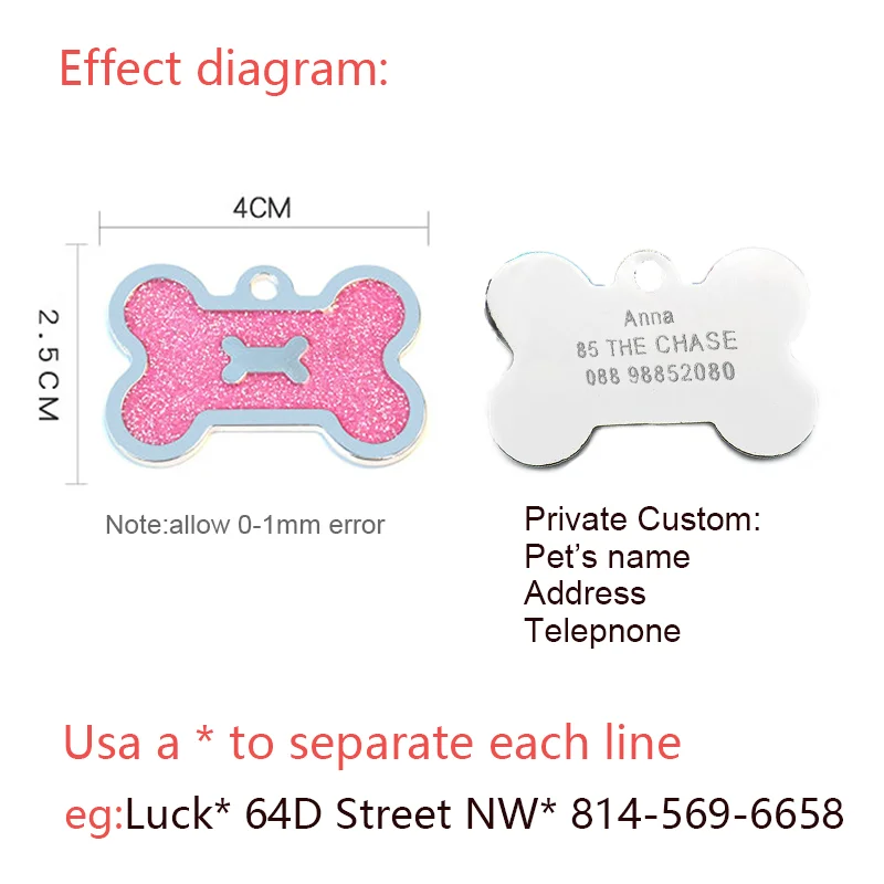 Collari, Imbracature E Guinzagli Rotonda Puppy Pet Anti-perso ID Nome Paw Print Bone Pattern Collare Tag - Foto 4