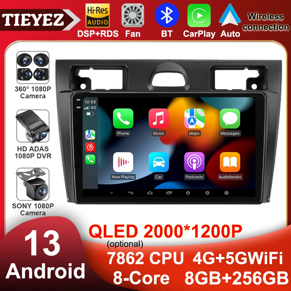 Android 13 Per Ford Fiesta Mk Vi 5 Mk5 2002 - 2008 Autoradio Lettore Video Multimediale Navigazione Stereo Gps Head Unit No 2Din Dvd