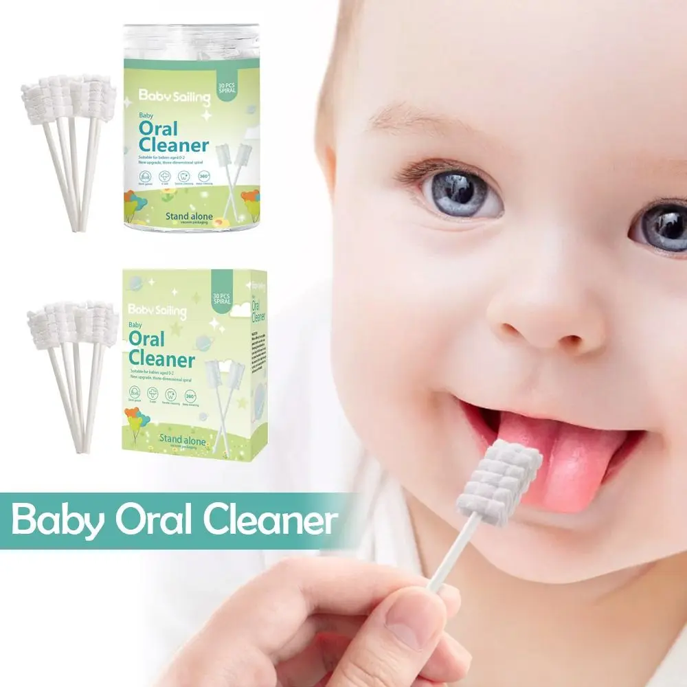 30pcs Disposable Baby Oral Cleaner Coating Gauze Newborn Infant Toothbrush Baby Supplies Oral Care Tool Tongue Cleaning Brush