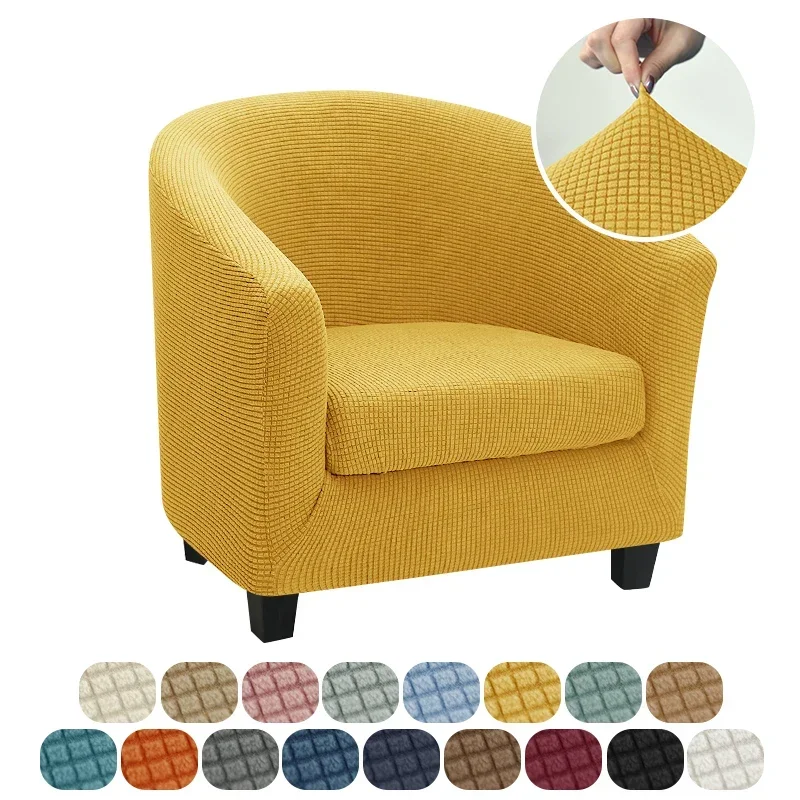 JHLD Copripoltrona Club Fodere, Elasticizzato Fodere Copridivani Coprisedia Tub Chair Copridivano Velluto Tessuto Morbido Antiscivolo Lavabile per Bar Soggiorno-Vino rosso-1-Posti