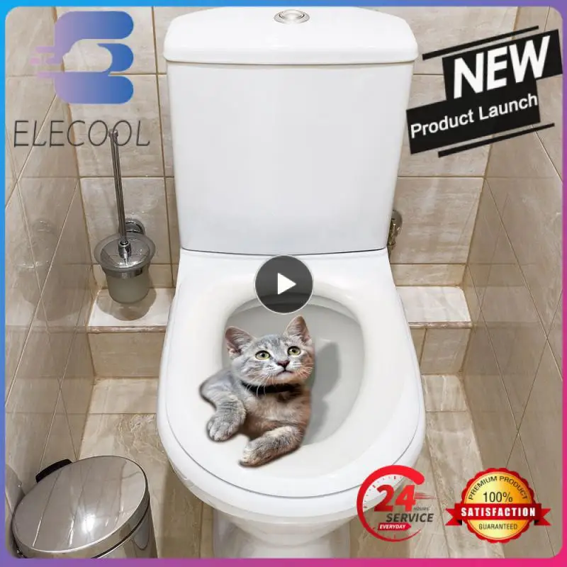 Cute 3D Cat Toilet Sticker Bagno Toilet Cover Sticker 3D Wall Stickers Animali Wc Accessori Divertimento Per La Decorazione Del Bagno Di Casa