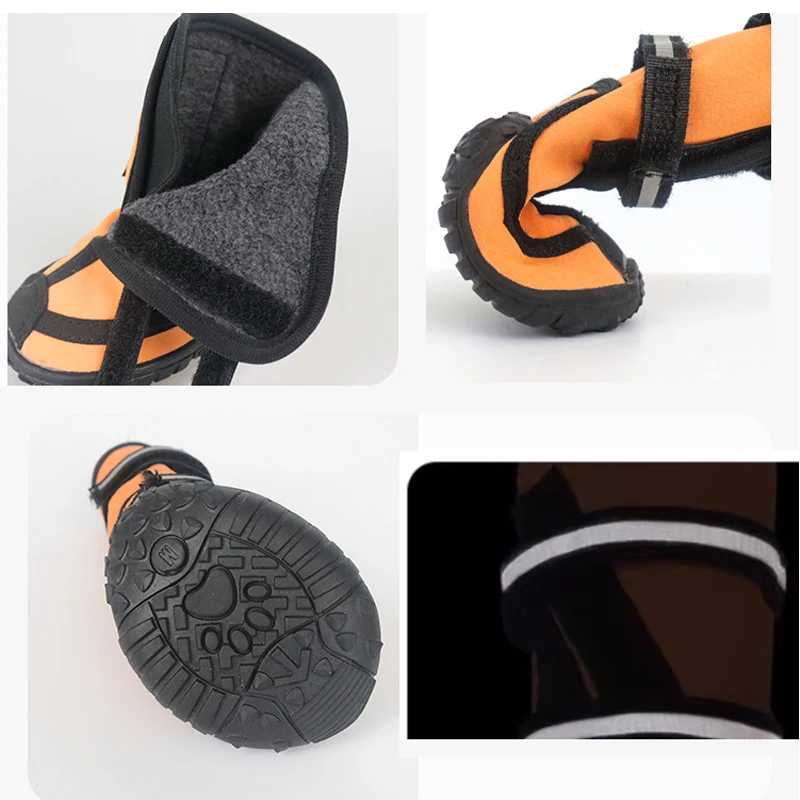 4pcs/set Waterproof Anti-slip Dog Shoes For Large Dogs Winter Shoe