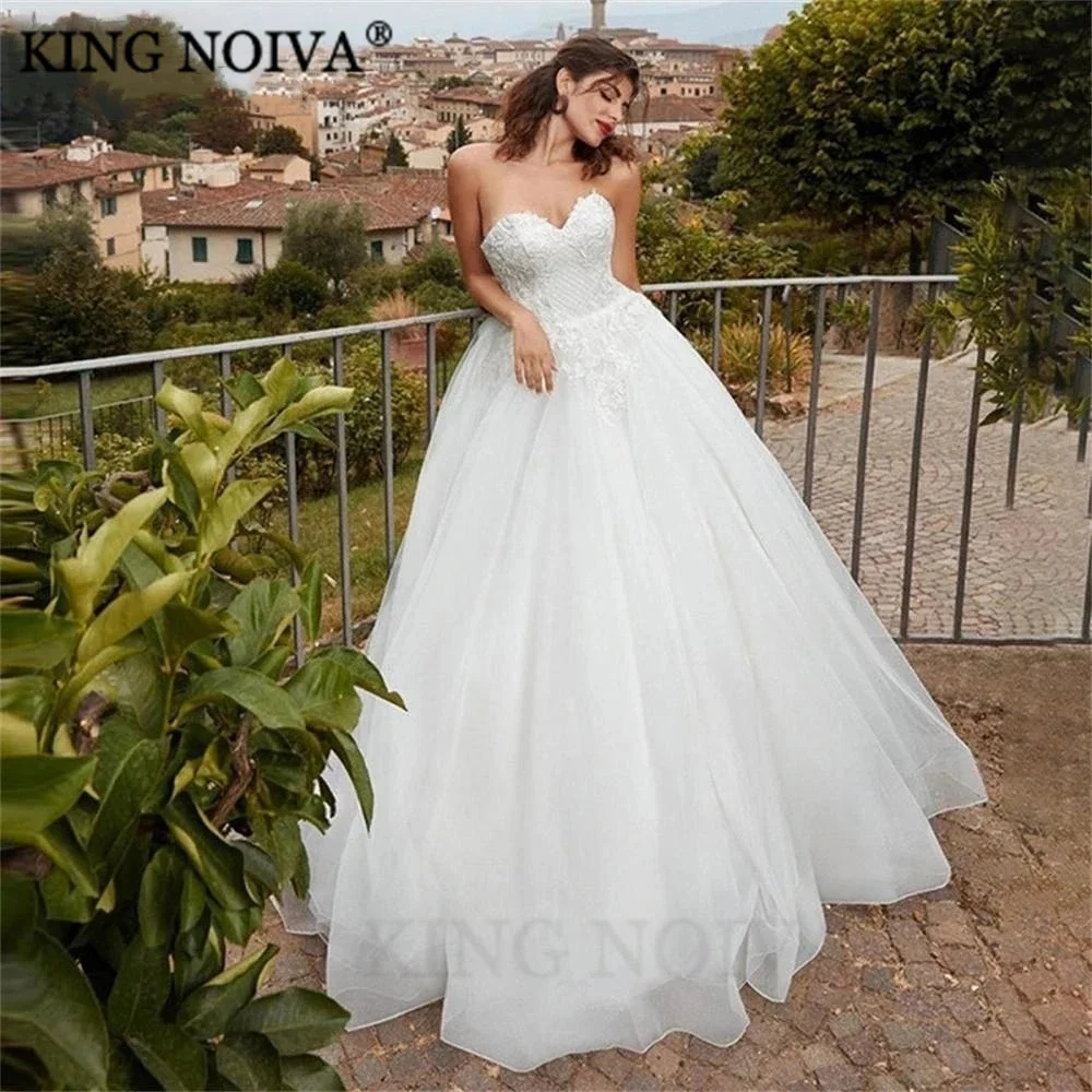 

KING Classic Strapless Appliques A-line Wedding Dresses For Women 2024 Lace Backless Floor Length Bride Gown Vestido De Novia