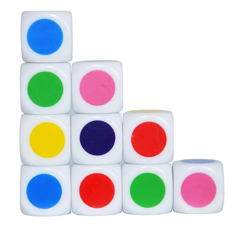 30PCS Math Games Dice With Colored Dots 16MM Classroom Teaching Supplies Kids Learning Resources Educational Toys