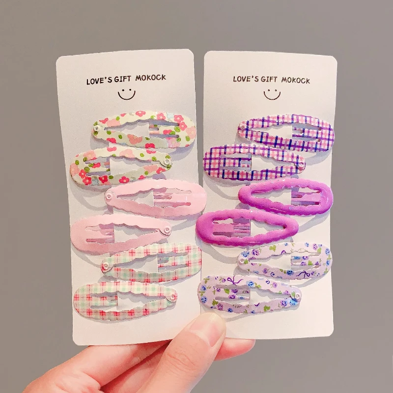 6 Teile/satz Neue Kinder Polka Dot Karomuster Ornament Haar Clips Mädchen Vintage Floral Barrettes Haarnadeln Kinder Haar Zubehör