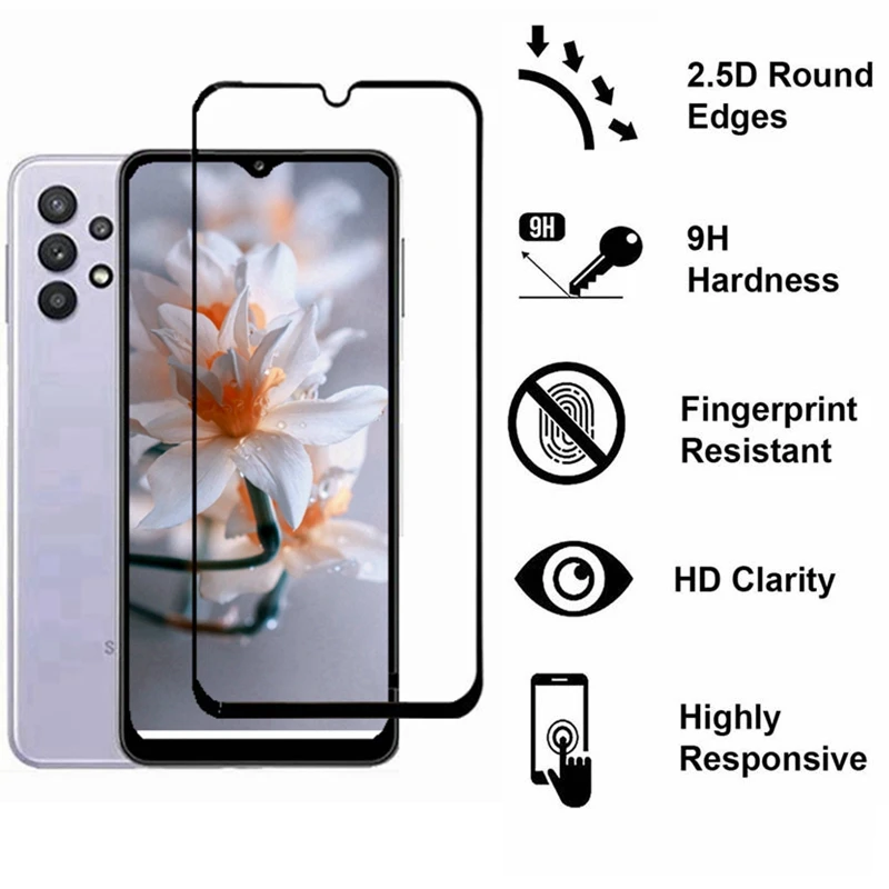 Premium Full Cover Tempered Glass Screen and Camera Lens Protector