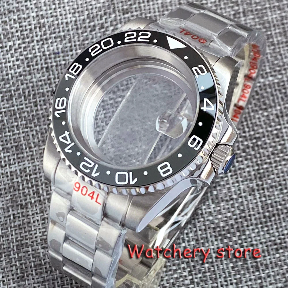 

40mm Black Gray bezel 120 Clicks Mens Watch Case Fit NH35 NH36 2824 PT5000 Sapphire Glass 200 m waterproof