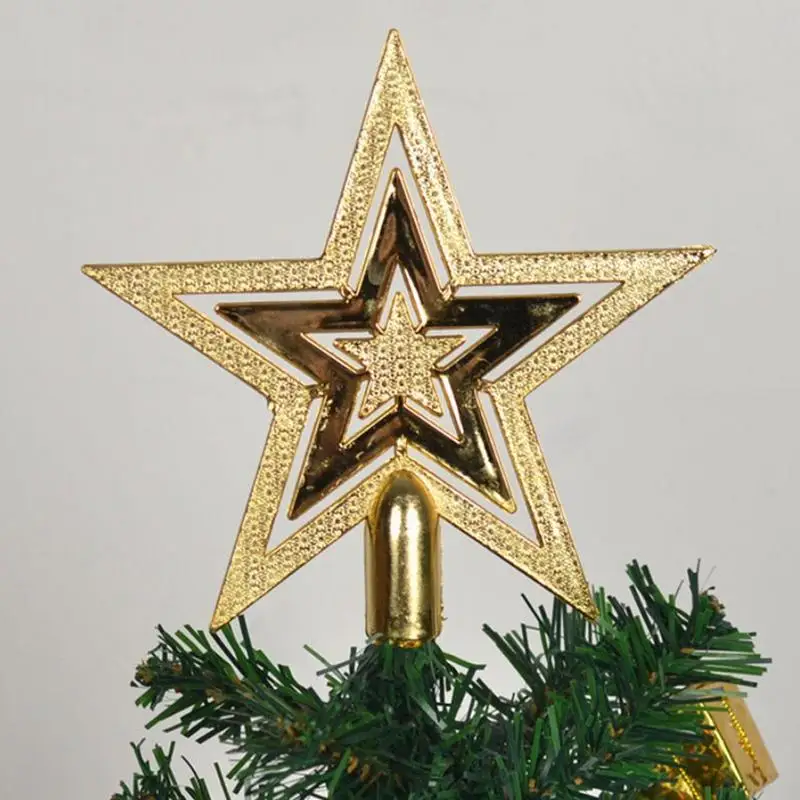 Tanio 1pc złota brokatowa gwiazda na szczyt choinki bożonarodzeniowej gwiazdy sklep