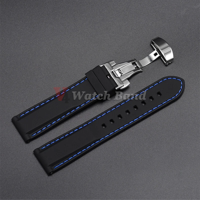 Universal Quick Release Silicone Strap with Butterfly Buckle - Sporty, Waterproof Watch Band for Men & Women, Available in Multiple Sizes