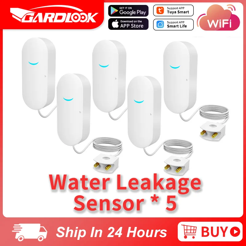 

Tuyasmart Water Leakage Sensor WiFi Work in Tuya Smart and Smart Life APP Level Detection Real -Time Phone Message Alarm