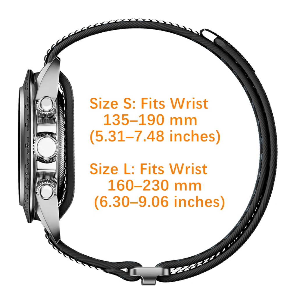 Universal Adjustable Soft Nylon Velcro Watch Strap, Sport Wristband in 22mm Size