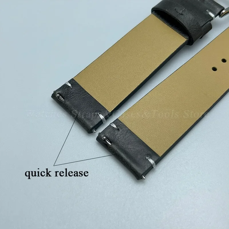 Classic Retro Leather Quick Release Watch Band - Premium Strap Replacement