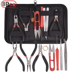8PCS Stainless Jewelry Making Tools Set with Plier ,Round Nose Plier,Scissor Tweezers Beading Tool Kit for Bracelet Necklace DIY