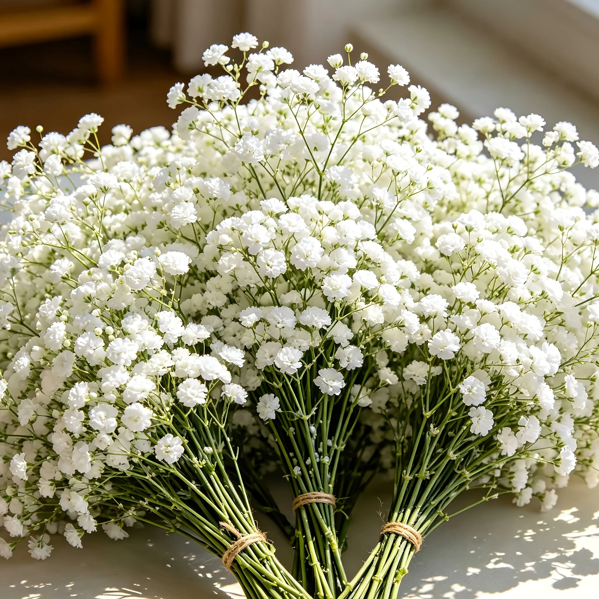 20 Sträuße, 600 Stiele Künstlicher Gypsophila, Weiße Kunstgypsophila-Sträuße für Hochzeitsdekoration