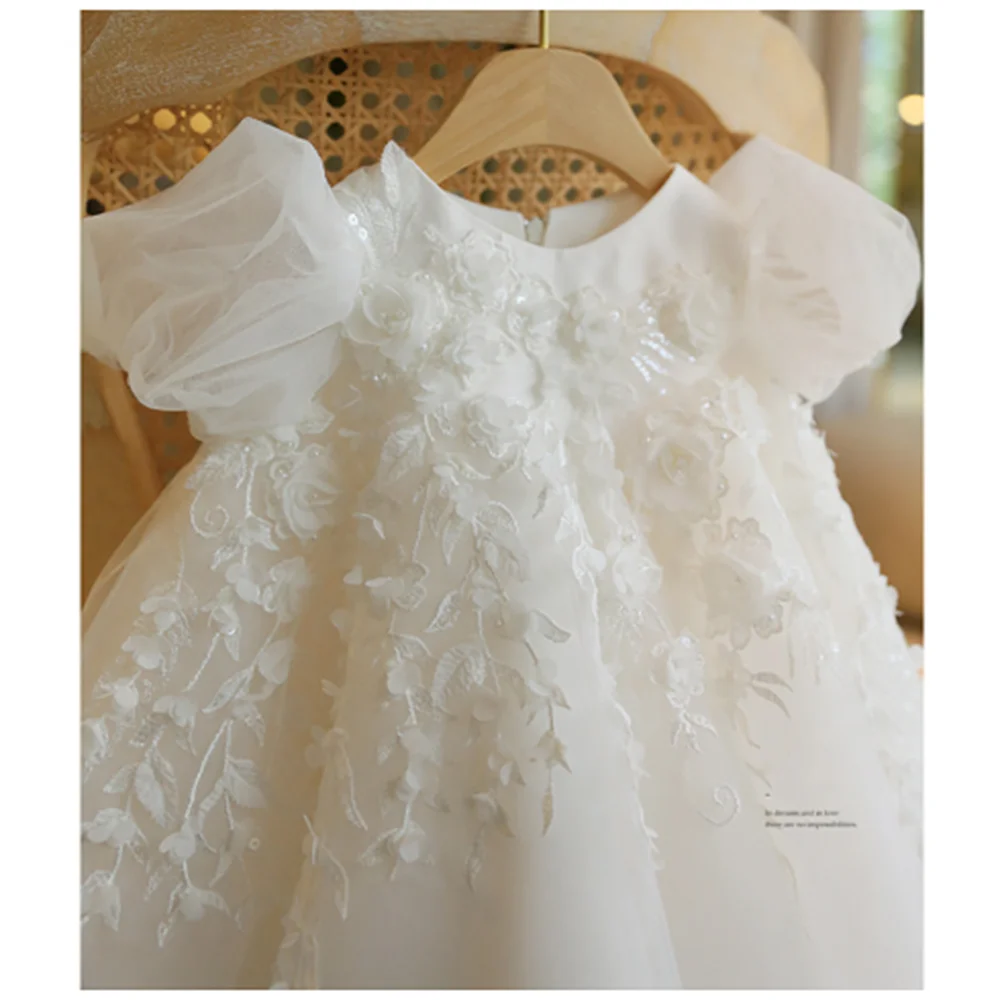 Baptism High Waisted Princess Dress Baby Birthday Wedding Dress Flower Girl Fluffy Communion Gown flower girl dresses