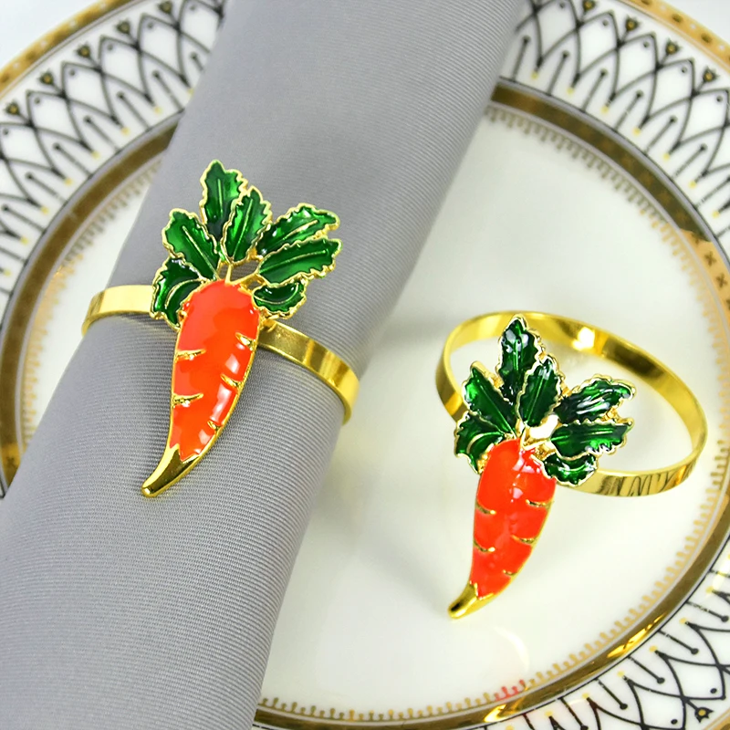 

1/2pcs Easter Carrot Napkin Rings Holder Home Table Tissue Ring Decoration Happy Easter Festival Party Hotel Restaurant Supplies